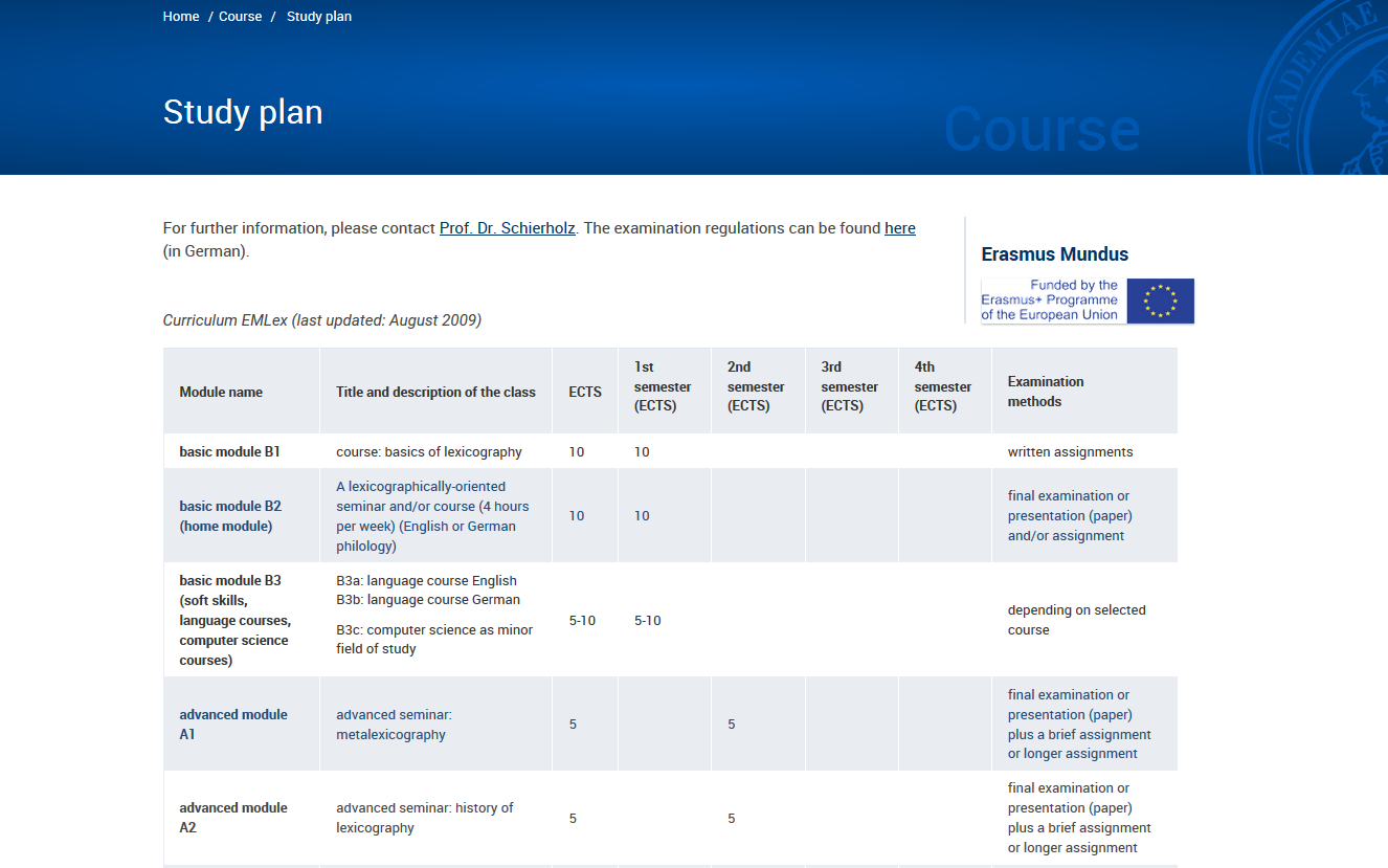 Zur Seite: Studienplan